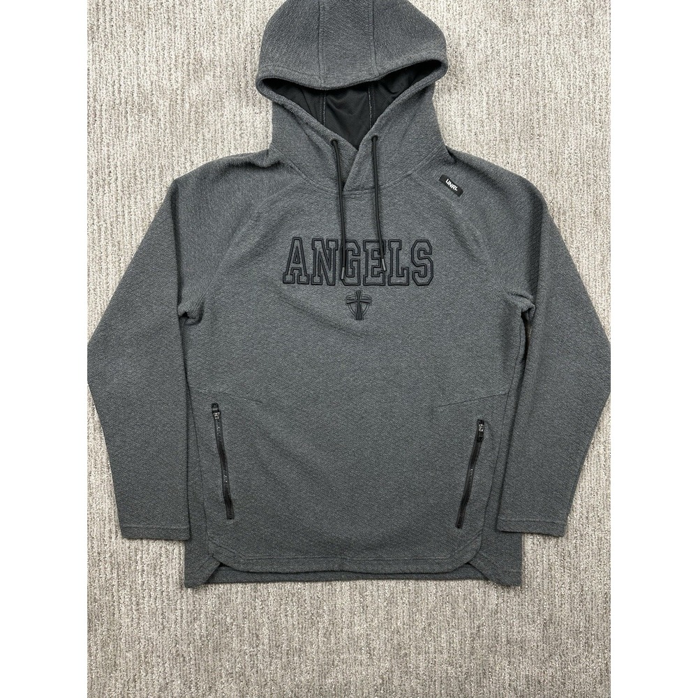UNRL Textured Gray Pull Over Hoodie With Front Pockets Size Large EUC Angles